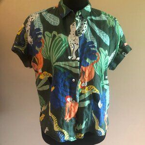Christian Siriano Jungle Print Linen Top